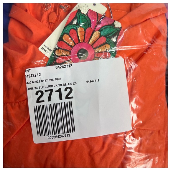 FARM RIO Tiered Colorblocked 3/4 sleeve Maxi Dress XS - Picture 9 of 17